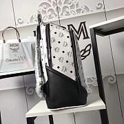 MCM Backpack Black White Polyester Size 42CM - 3
