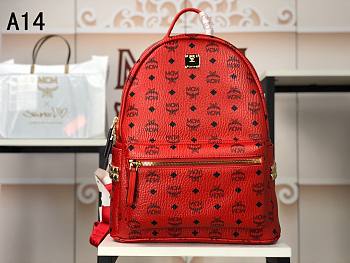 MCM Stark Backpack In Visetos Red 33x27x13CM