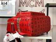 MCM Stark Backpack In Visetos Red 33x27x13CM - 6
