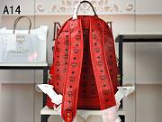 MCM Stark Backpack In Visetos Red 33x27x13CM - 3