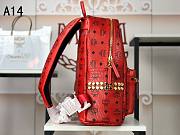 MCM Stark Backpack In Visetos Red 33x27x13CM - 4