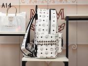 MCM Stark Backpack In Visetos White 33x27x13CM - 2