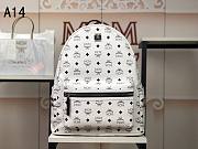 MCM Stark Backpack In Visetos White 33x27x13CM - 4
