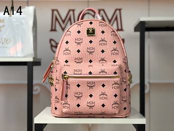 MCM Stark Backpack In Visetos Pink 33x27x13CM