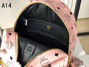 MCM Stark Backpack In Visetos Pink 33x27x13CM - 3