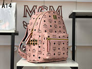 MCM Stark Backpack In Visetos Pink 33x27x13CM - 2