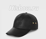 Celine Triomphe Baseball Cap in Lambskin Black - 1
