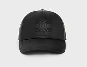 Celine Triomphe Baseball Cap in Lambskin Black - 6