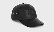 Celine Triomphe Baseball Cap in Lambskin Black - 5