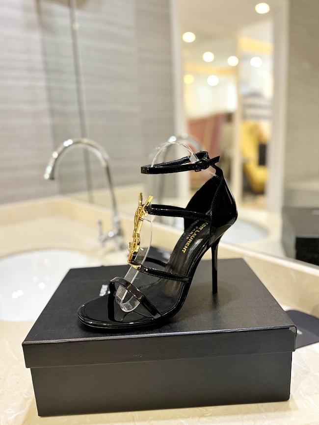 Saint Laurent Cassandre Logo Plaque Sandals Black - 1