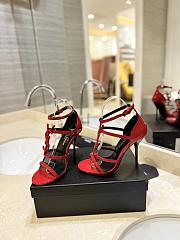 Saint Laurent Cassandre Logo Plaque Sandals Red - 5