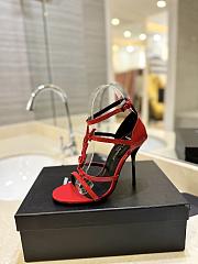 Saint Laurent Cassandre Logo Plaque Sandals Red - 3