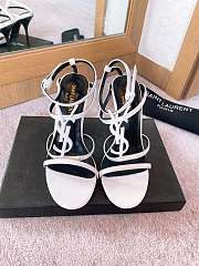 Saint Laurent Cassandre Logo Plaque Sandals White - 4