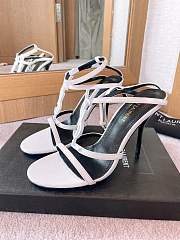 Saint Laurent Cassandre Logo Plaque Sandals White - 2