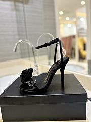 Saint Laurent Sandals Black Rose 9cm - 2