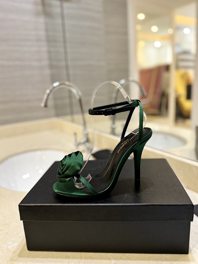 Saint Laurent Sandals Green Rose 9cm - 1
