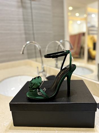 Saint Laurent Sandals Green Rose 9cm