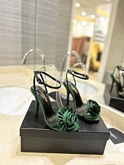 Saint Laurent Sandals Green Rose 9cm - 4