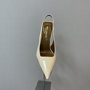 Saint Laurent Slingback Leather Pumps Cream 10CM - 6