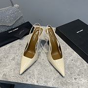 Saint Laurent Slingback Leather Pumps Cream 10CM - 3