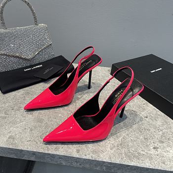 Saint Laurent Slingback Leather Pumps Red 10CM