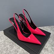 Saint Laurent Slingback Leather Pumps Red 10CM - 4
