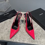 Saint Laurent Slingback Leather Pumps Red 10CM - 2
