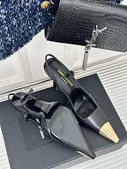 Saint Laurent Slingback Pumps Rough Skin Black 10CM - 6