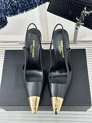 Saint Laurent Slingback Pumps Rough Skin Black 10CM - 4