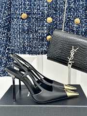 Saint Laurent Slingback Pumps Rough Skin Black 10CM - 2