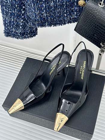 Saint Laurent Slingback Pumps Shiny Leather Black 10CM