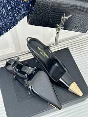 Saint Laurent Slingback Pumps Shiny Leather Black 10CM - 6