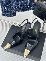 Saint Laurent Slingback Pumps Shiny Leather Black 10CM - 3