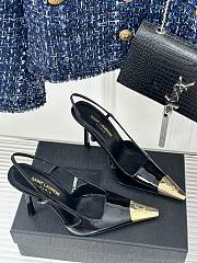 Saint Laurent Slingback Pumps Shiny Leather Black 10CM - 2