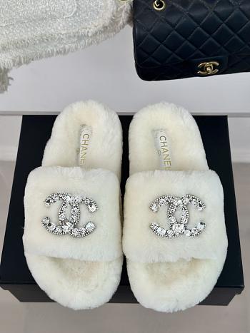 Chanel Fur Slide White