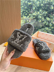 Louis Vuitton Slippers Fur Grey - 2