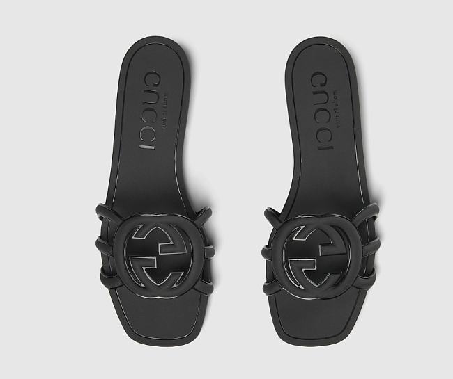Gucci Interlocking G Slide Sandal Black - 1