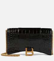 Balenciaga Hourglass Croc-Effect Leather Wallet on Chain Black 19x12x4cm - 2