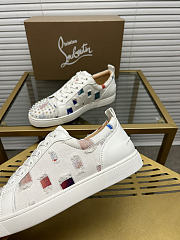 Christian Louboutin Sneaker Louis Spikes Junior White Denim - 3