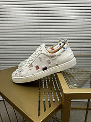Christian Louboutin Sneaker Louis Spikes Junior White Denim - 4