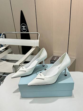 Prada White Leather Pumps