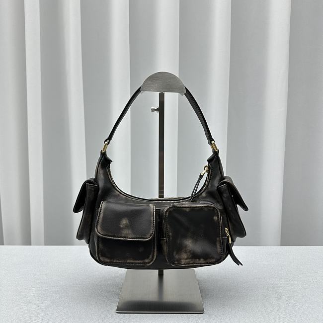 Miu Miu Nappa Leather Pocket Bag Coffee Size 21x6x12CM - 1