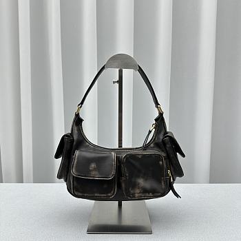 Miu Miu Nappa Leather Pocket Bag Coffee Size 21x6x12CM