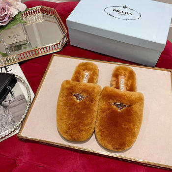 Prada Fur Slides Mules Brown P12408