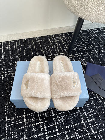 Prada Slide Fur Cream 2024FW