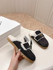 Prada Suede and Shearling Slippers Black - 6