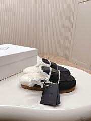 Prada Suede and Shearling Slippers Black - 5