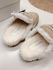 Prada Suede and Shearling Slippers Ecru - 5