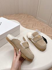 Prada Suede and Shearling Slippers Ecru - 3