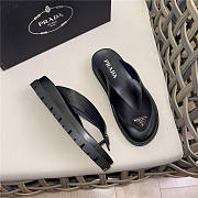 Prada Triangle-Logo Flip Flops Black - 6